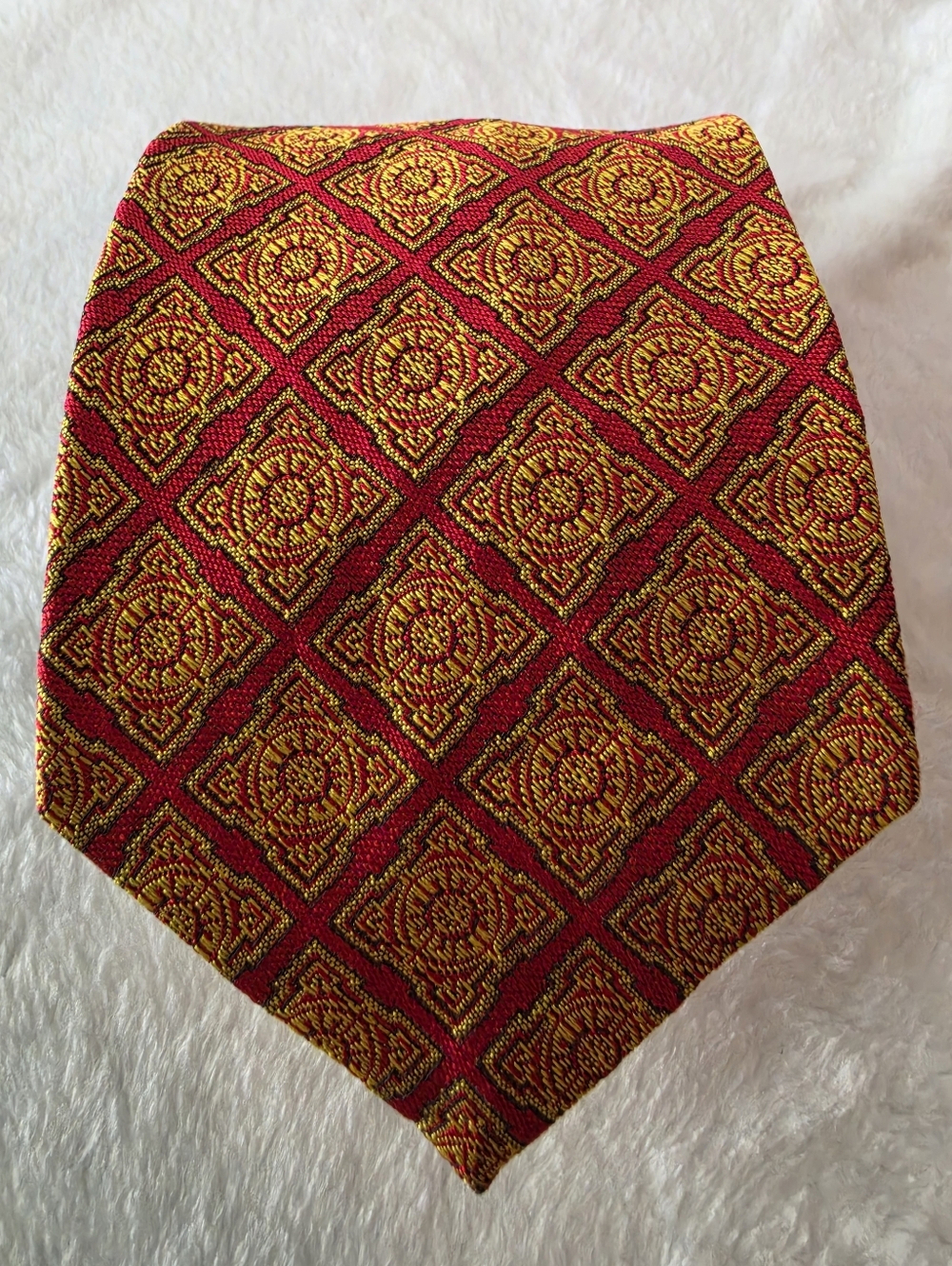 Sox Miller Vintage Silk Tie Red Gold American Macclesfield Blanford